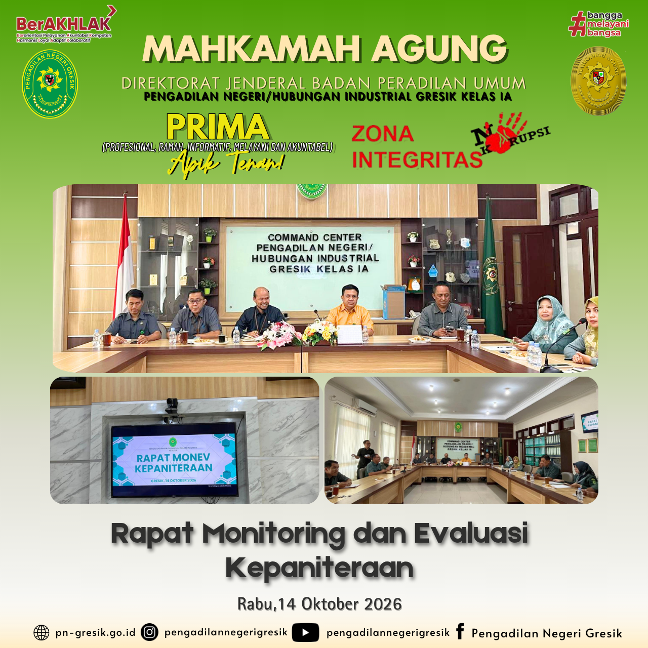 RAPAT MONITORING DAN EVALUASI KEPANITERAAN PN GRESIK